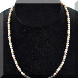 J062. Multicolored pearl necklace with sterling silver clasp 15” - $55 